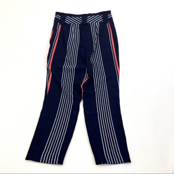 Express Women’s Blue with White & Orange Stripes Tapered Dress Pants Size 2S - Picture 3 of 10